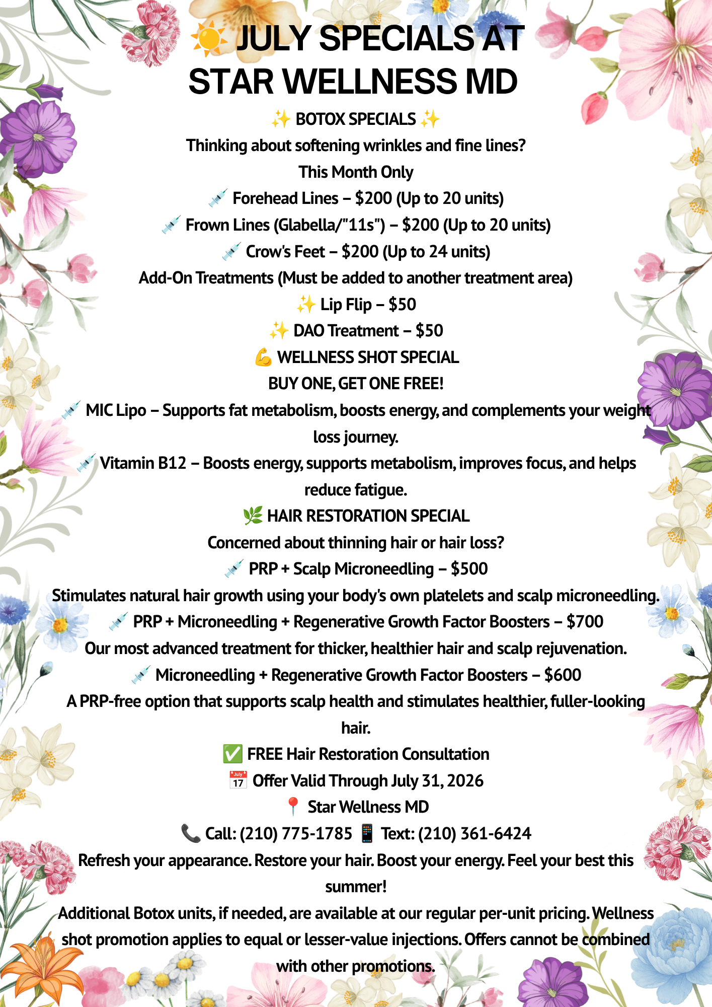 July Special Star Wellness MD